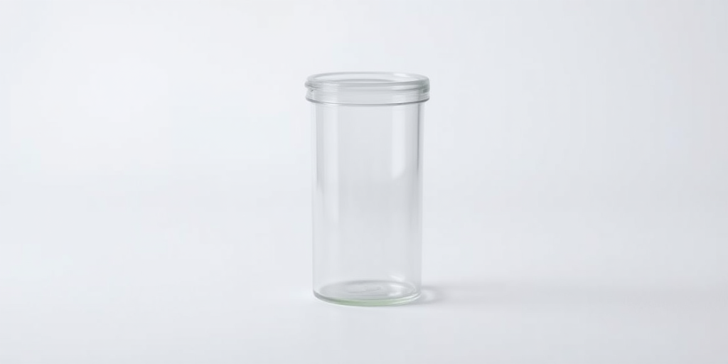 Create a high-resolution vector image of a clear laboratory centrifuge tube with a lid, positioned centrally on a plain background, using a macro lens at f/2.8 to enhance depth of field and focus on the tube details, capturing it with a DSLR camera at 24mm focal length.