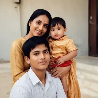mom and son indian