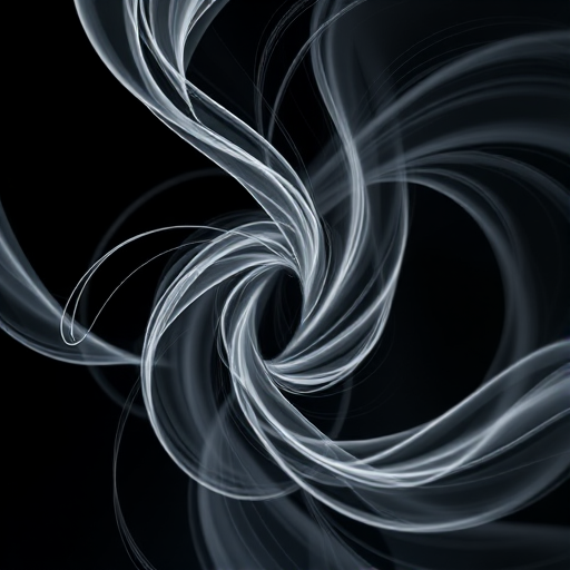 Create a high-resolution abstract digital art image featuring swirling white and black lines and shapes set against a dark background, captured with a Canon EOS R5 at f/2.8, ISO 100, 1/100s shutter speed, wide-angle lens, and a low-angle view to enhance depth and detail.