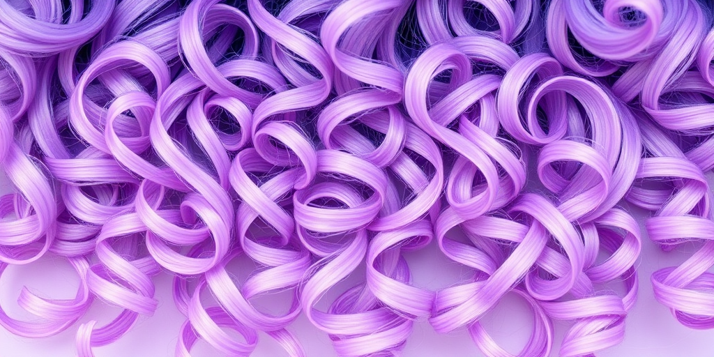 Whimsical Lavender Ombre Curls bouncing with voluminous ringlets, gradually fading from deep purple roots to pale lilac ends, creating a dreamy and magical aesthetic