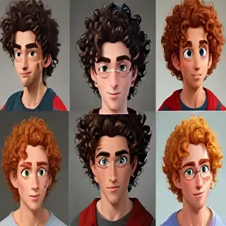 popular male cartoon characters with curly hair