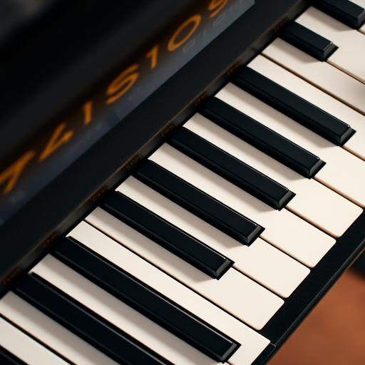 Generate a high-resolution image of a piano keyboard with 88 keys, sharp focus, overhead view, 50mm lens, f/8 aperture, ISO 100, soft natural lighting.