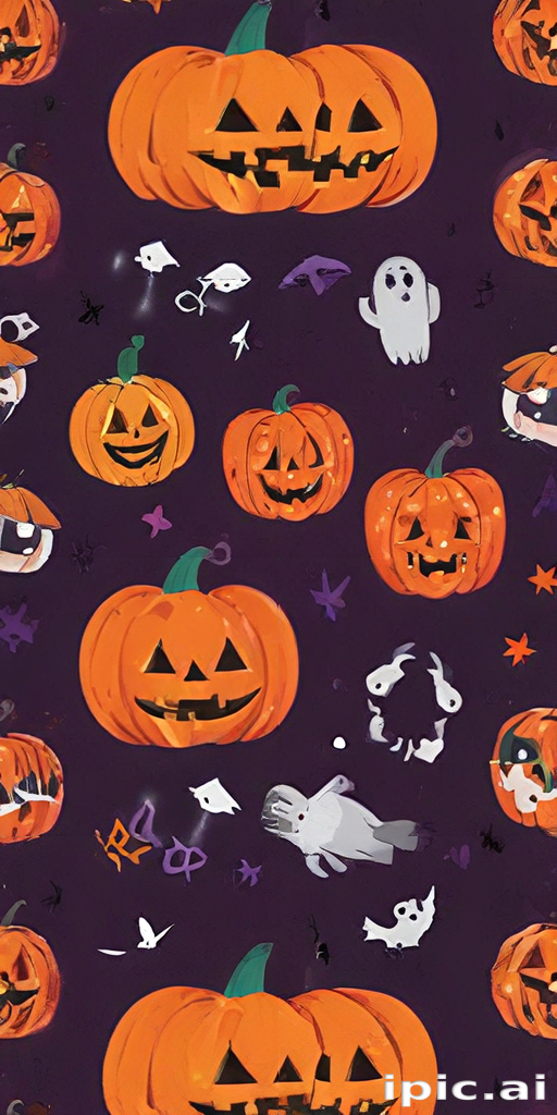 Whimsical Halloween Pattern Featuring Playful Pumpkins and Friendly Ghosts