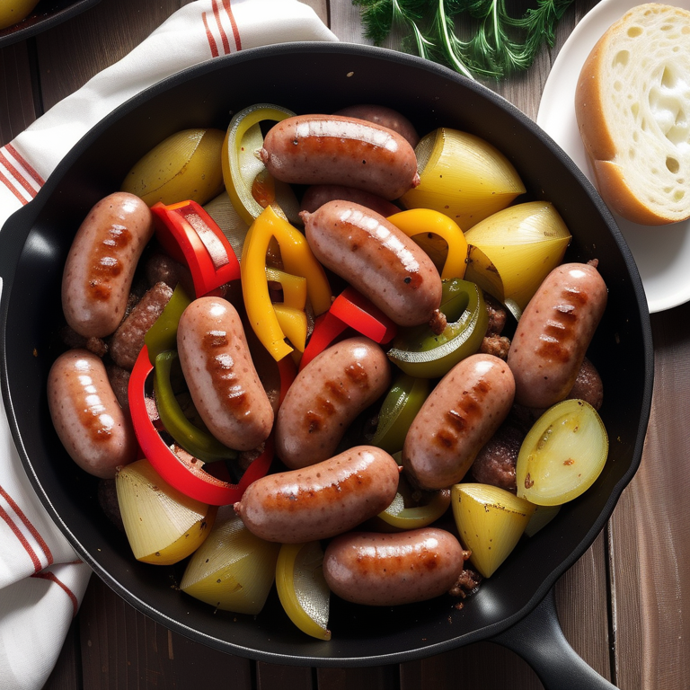 sausage potatoes onions and peppers