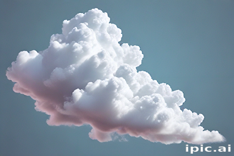 Fluffy White Cloud Gently Floating Against a Clear Blue Sky Background.