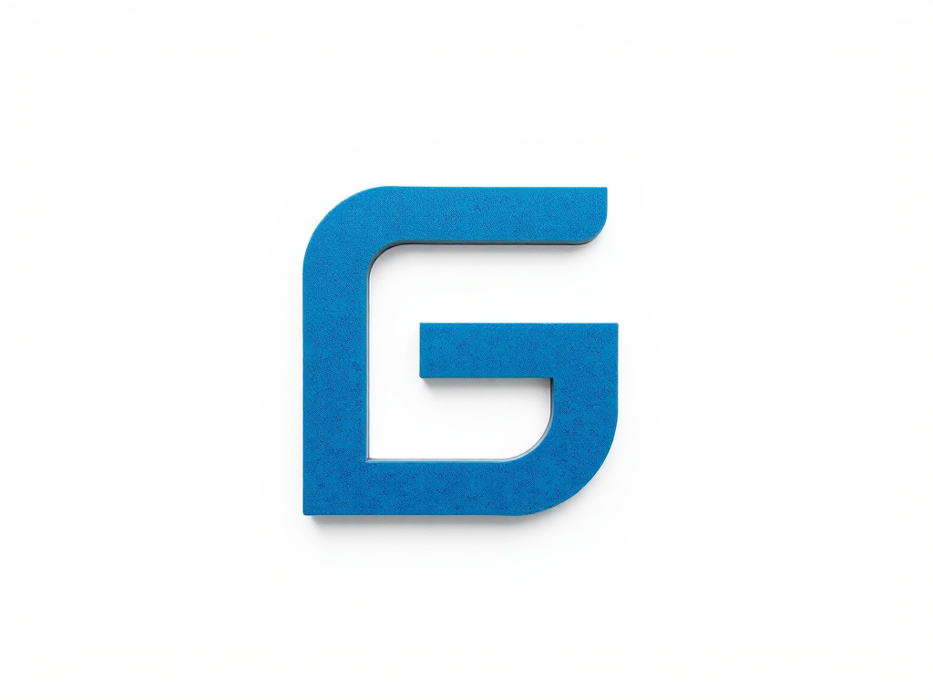 Create an image of a stylized logo featuring a blue and gray language symbol on a minimalist white background, shot with a DSLR camera using a 50mm lens at f/1.8, ISO 100, 1/200s exposure, with soft diffused lighting for enhanced clarity and contrast.