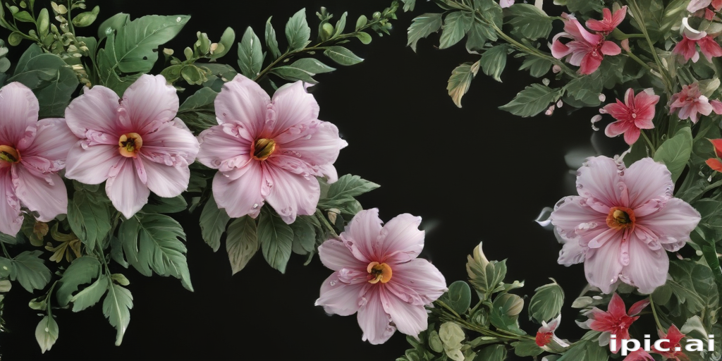 Delicate Pink Flowers with Dewdrops Against a Dark Background in Nature