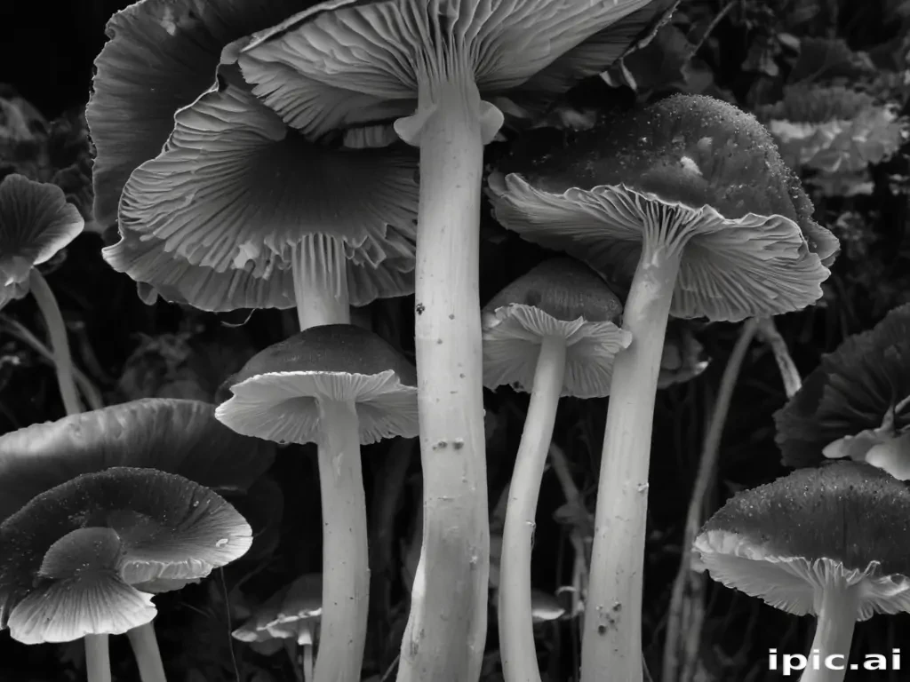 mushroom black and white