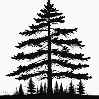pine tree clipart black and white