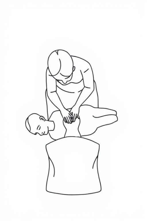 Generate a minimalist line drawing of a person giving a massage to another person, focus on fluid lines and simplicity, 50mm lens, f/2.8 aperture, 1/500s shutter speed, natural lighting, top-down view, vector art style.