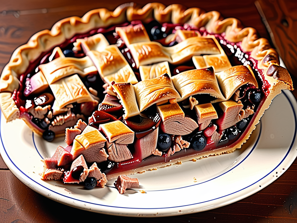 pie with pork crossword clue