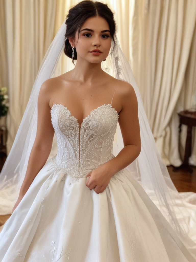 selena gomez in wedding dress