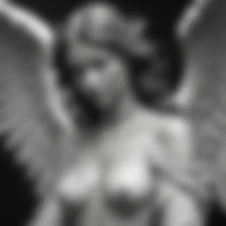black and white angel drawings