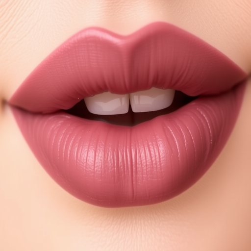 Velvety mauve lips with a satin finish, known as "Dusty Romance," provide a natural-looking color with a smooth, creamy texture for everyday wear