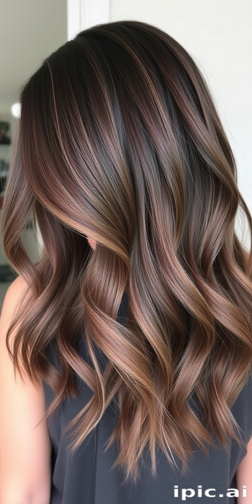 Sophisticated ash brown lob with subtle balayage, named "Smoky Quartz," offers a low-maintenance yet chic look with natural dimension and movement