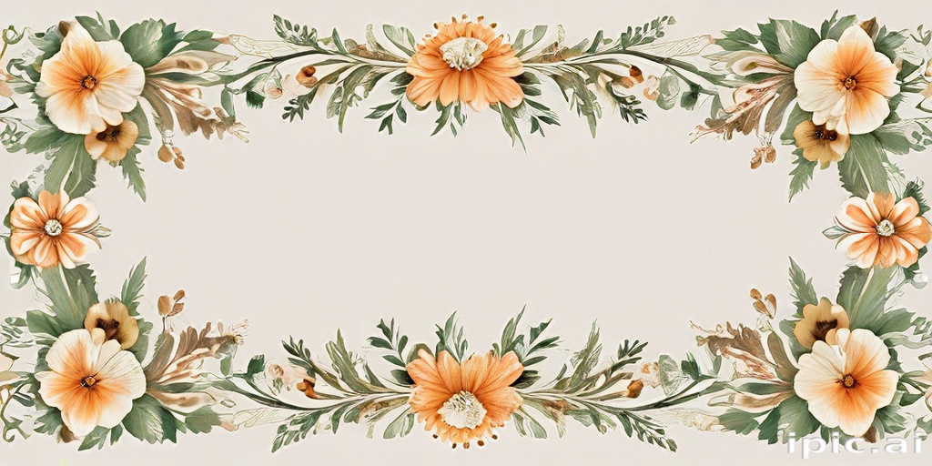 Elegant Floral Border Design Featuring Soft Orange Flowers and Greenery ...