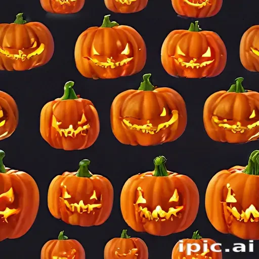 Vibrant Halloween Pumpkins with Creepy Faces Illuminated Against a Dark ...