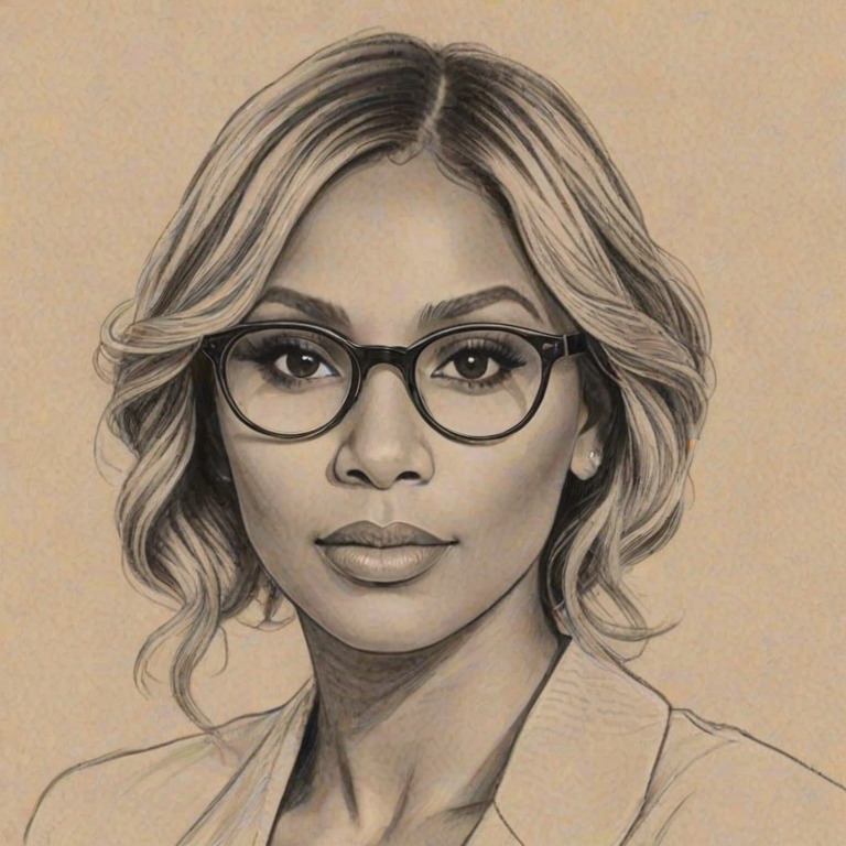 Fetching Tamar Braxton, pencil sketch, portrait of Beauteous woman 1926s in glasses, hair style beatnik, outline, clear lines, fine lines, 8k