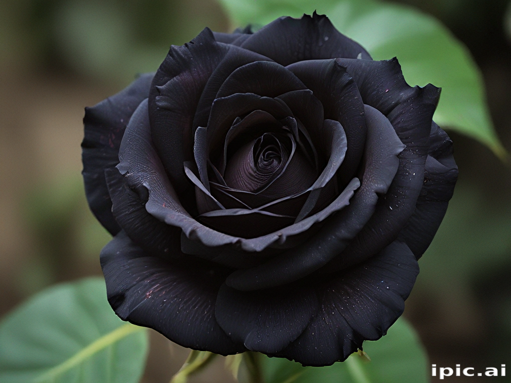 The Enigmatic Beauty of a Deep Black Rose in Full Bloom