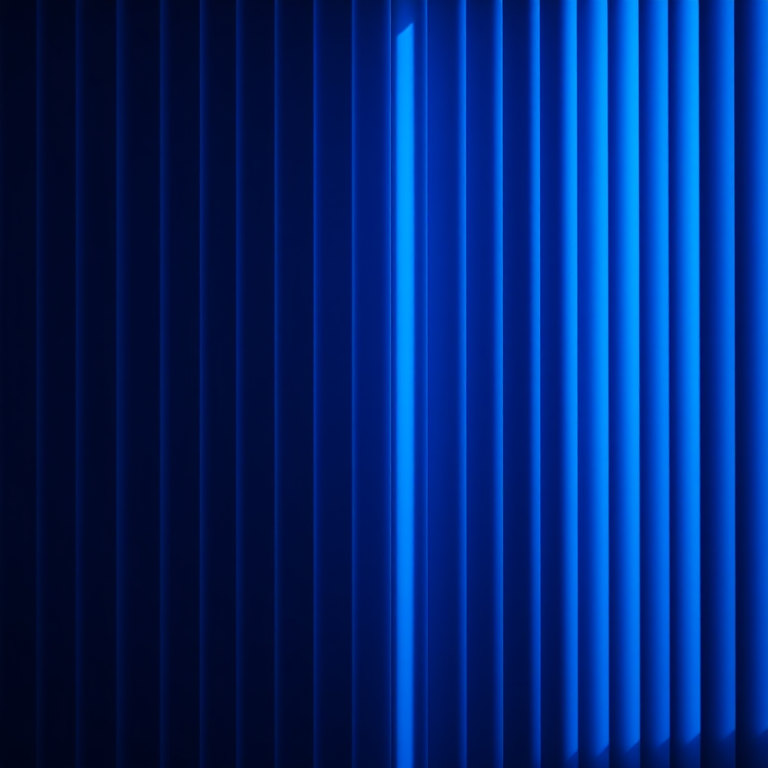 Create a vertical striped pattern in shades of blue, with bright and dark tones, using a DSLR camera with a 50mm lens, f/8 aperture, ISO 100, and a soft focus effect for enhanced depth.