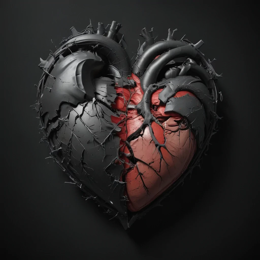 broken heart black background
