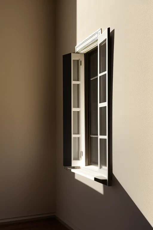 Shadow Band Window A Sunlit Window Casting Soft Shadows in a Minimalist Room Setting.