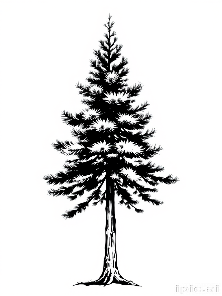 black and white pine tree clip art