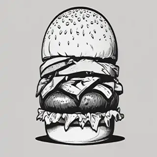 burger clipart black and white