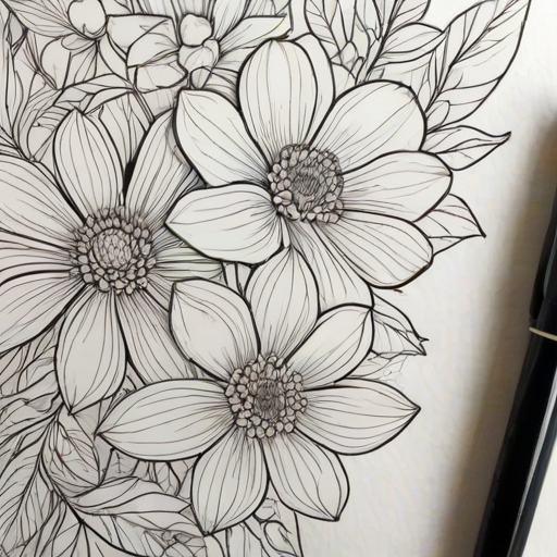 line work flowers