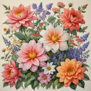 drawings of flowers in color