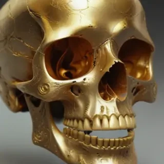 transparent gold skull