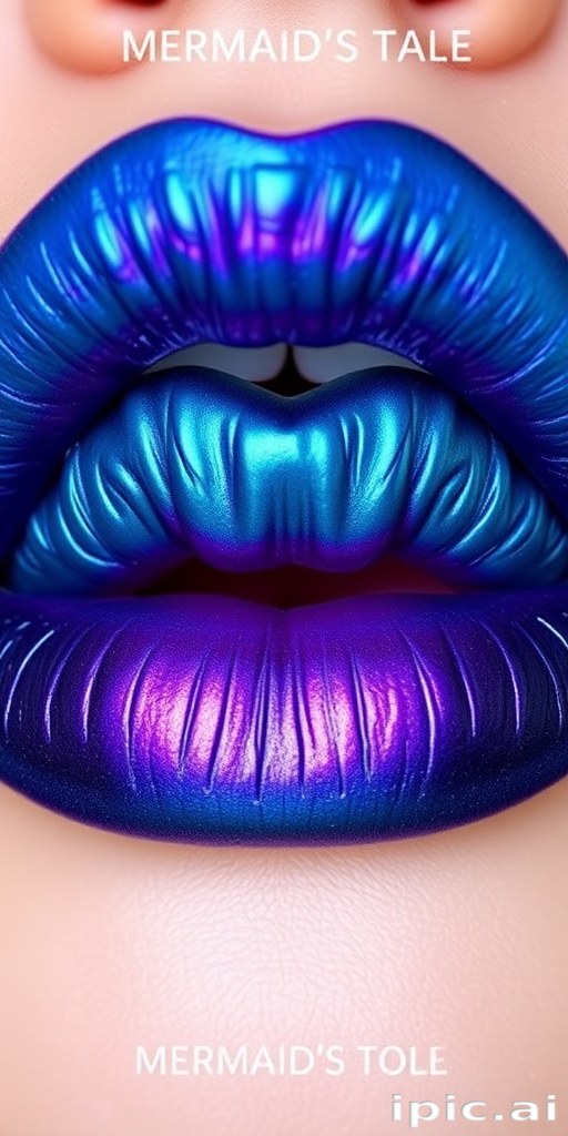 Duochrome teal-to-purple lips, dubbed "Mermaid's Tale," showcase a mesmerizing color-shifting effect and a long-wearing formula
