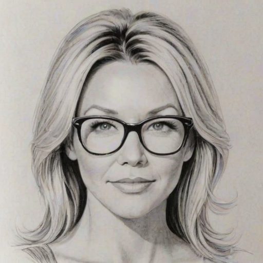 Radiant Heather Locklear, pencil sketch, portrait of Captivating woman 1954s in glasses, hair style beatnik, outline, clear lines, fine lines, 8k
