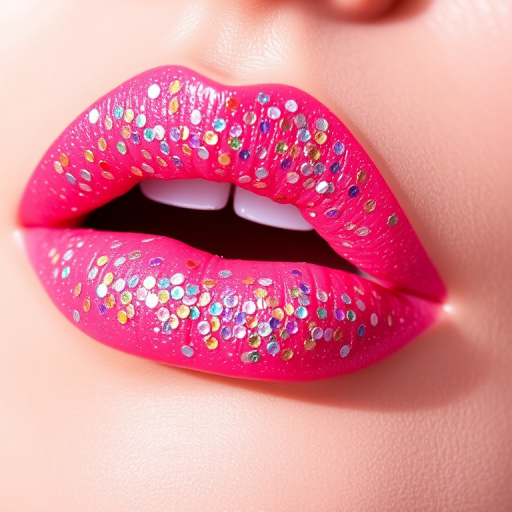 Glitter-packed liquid lipstick titled "Diamond Dust" in a clear base with multi-colored sparkles for a dazzling, jewel-like finish