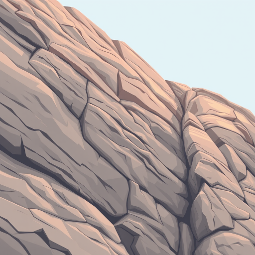 Create an illustration of a rocky cliff with smooth textures and subtle color variations, captured in a wide-angle view with a DSLR camera set to f/8 aperture, 1/125 shutter speed, and ISO 200 for optimal detail and clarity.