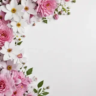 white background with flowers