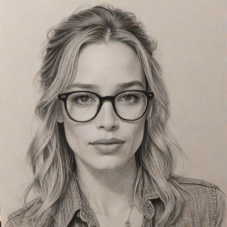 Wonderful Piper Perabo, pencil sketch, portrait of Exquisite woman 1968s in glasses, hair style beatnik, outline, clear lines, fine lines, 8k