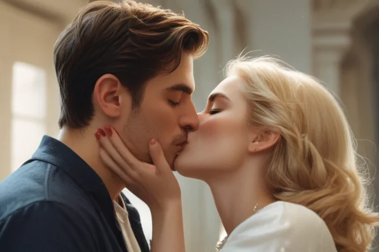 couple kissing aesthetic