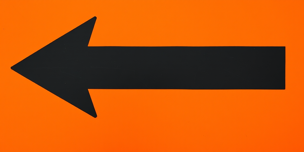 create an image of a large black U-turn arrow on a vibrant orange background, shot with a DSLR camera at f/8, ISO 100, 1/200 sec, top-down view for clarity and sharpness