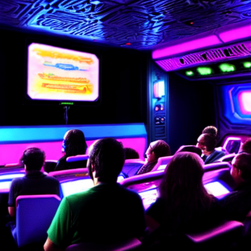 a psychedelic techno party on the star tours ride at disneyland
