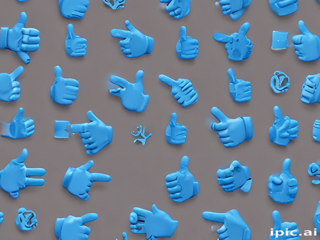 A Colorful Collection of Blue Emoji Hands Displaying Various Gestures ...