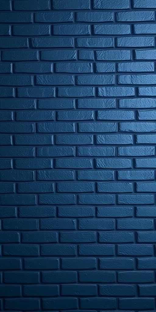 Create a high-resolution image of a dark blue brick wall background, taken with a DSLR camera set to ISO 100, aperture f/8, shutter speed 1/60s, using a wide-angle lens from a straight-on view to enhance texture and details.