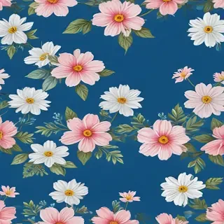 blue background with flowers