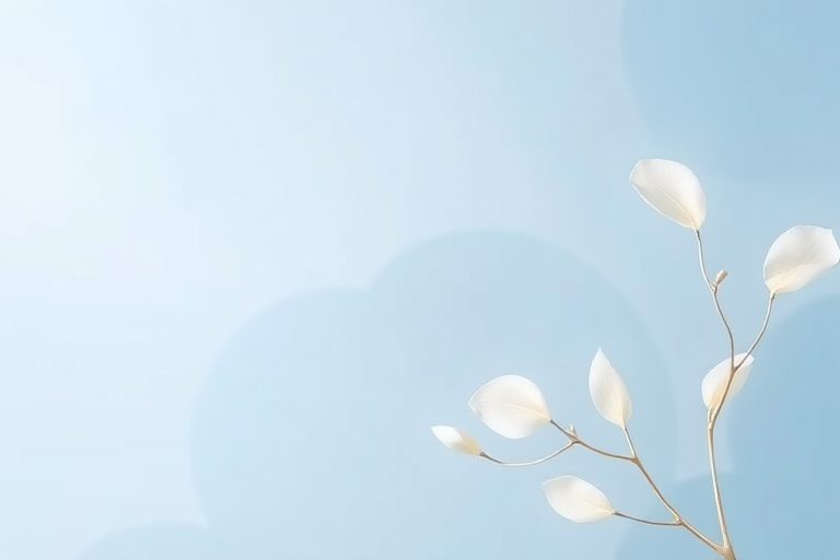 Generate a minimalist abstract background with soft blue hues and white organic shapes, using a Canon EOS R5 with an aperture of f/4, ISO 100, and a 50mm lens for clarity and depth.