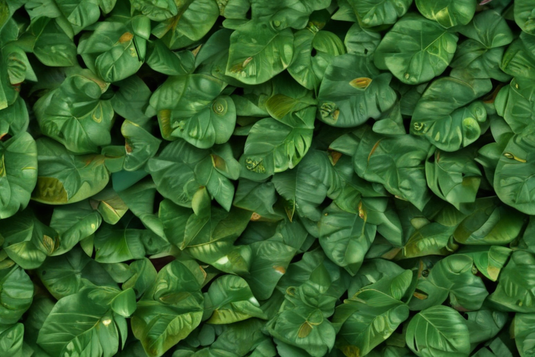 Lush Green Leaves Creating a Dense, Natural Tapestry of Foliage Texture