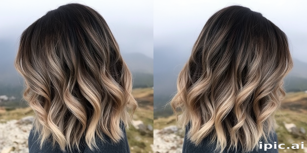 Smoky quartz ombre melting into ash blonde ends, the "Misty Mountain" hairstyle evokes the serene beauty of a foggy mountain landscape
