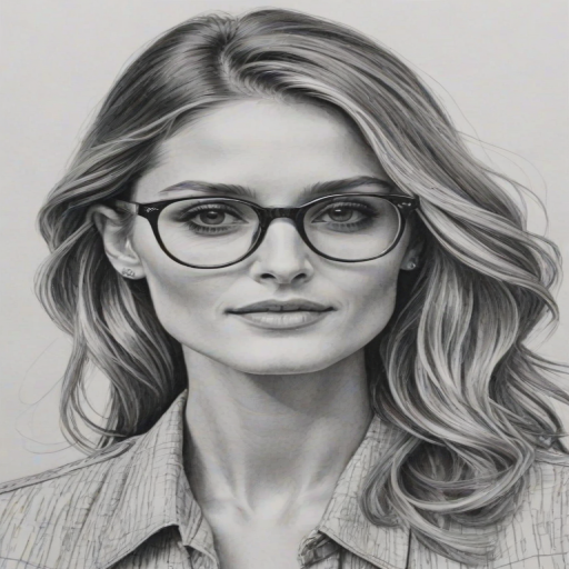 Pleasing Olivia Palermo, pencil sketch, portrait of Fascinating woman 1951s in glasses, hair style beatnik, outline, clear lines, fine lines, 8k