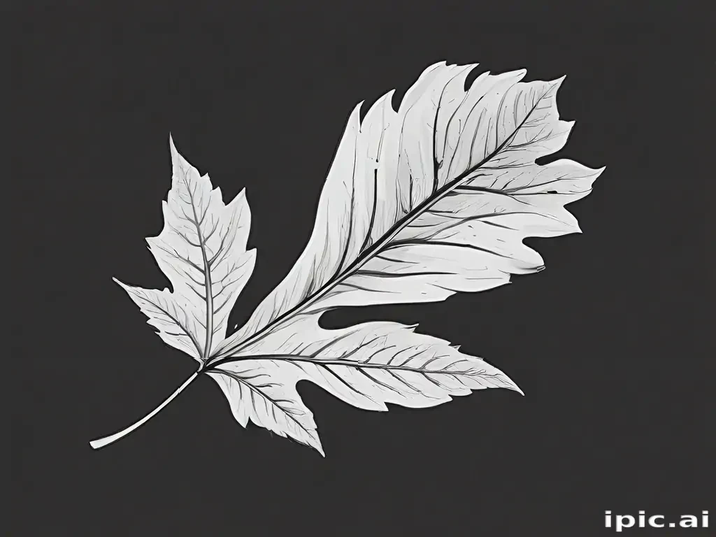 clipart leaf black and white