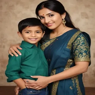 mom and son indian