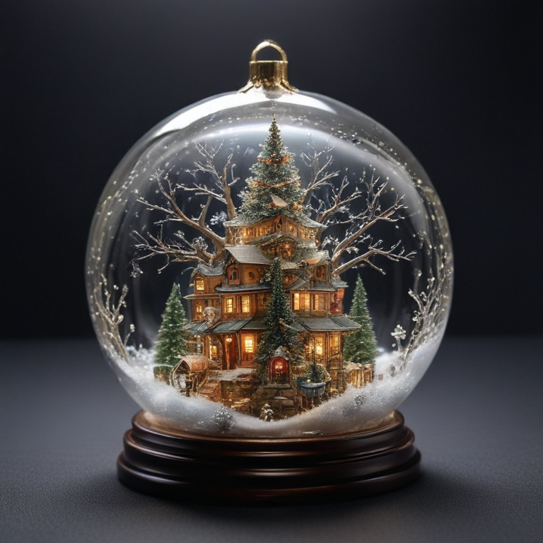 Charming Winter Wonderland: A Magical Snow Globe Featuring a Cozy Cottage